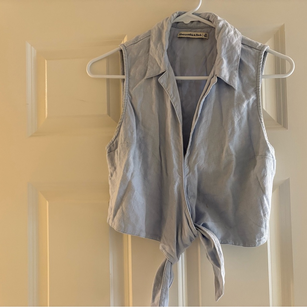 Abercrombie & Fitch Light Blue Tie-Front Blouse